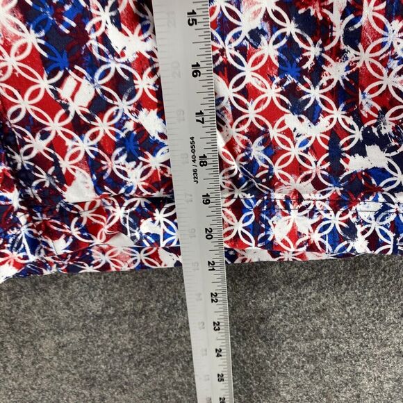 CJ Banks Skort Women 24W Plus Blue Geometric Short A-Line Lined Cotton Button - Picture 6 of 10